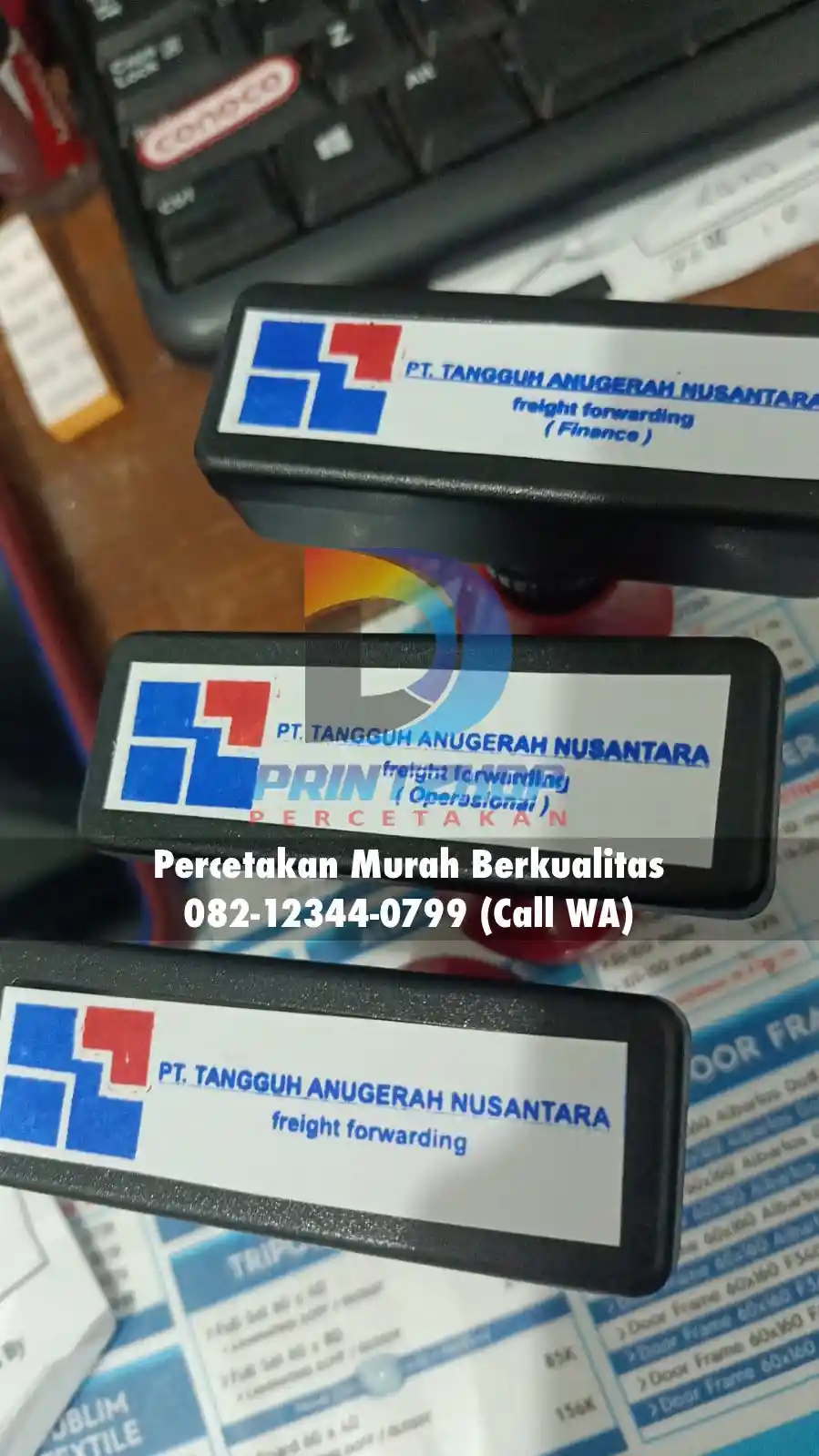 Stempel otomatis bentuk persegi panjang untuk lunas atau nama jabatan