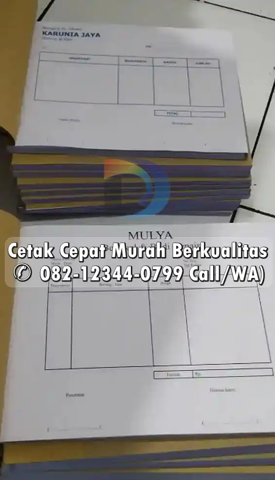 Hasil cetak nota rangkap ncr untuk pembukuan kasir toko